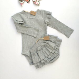 bowtime cute lounge set grey