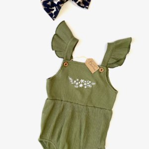 bowtime simple romper olive